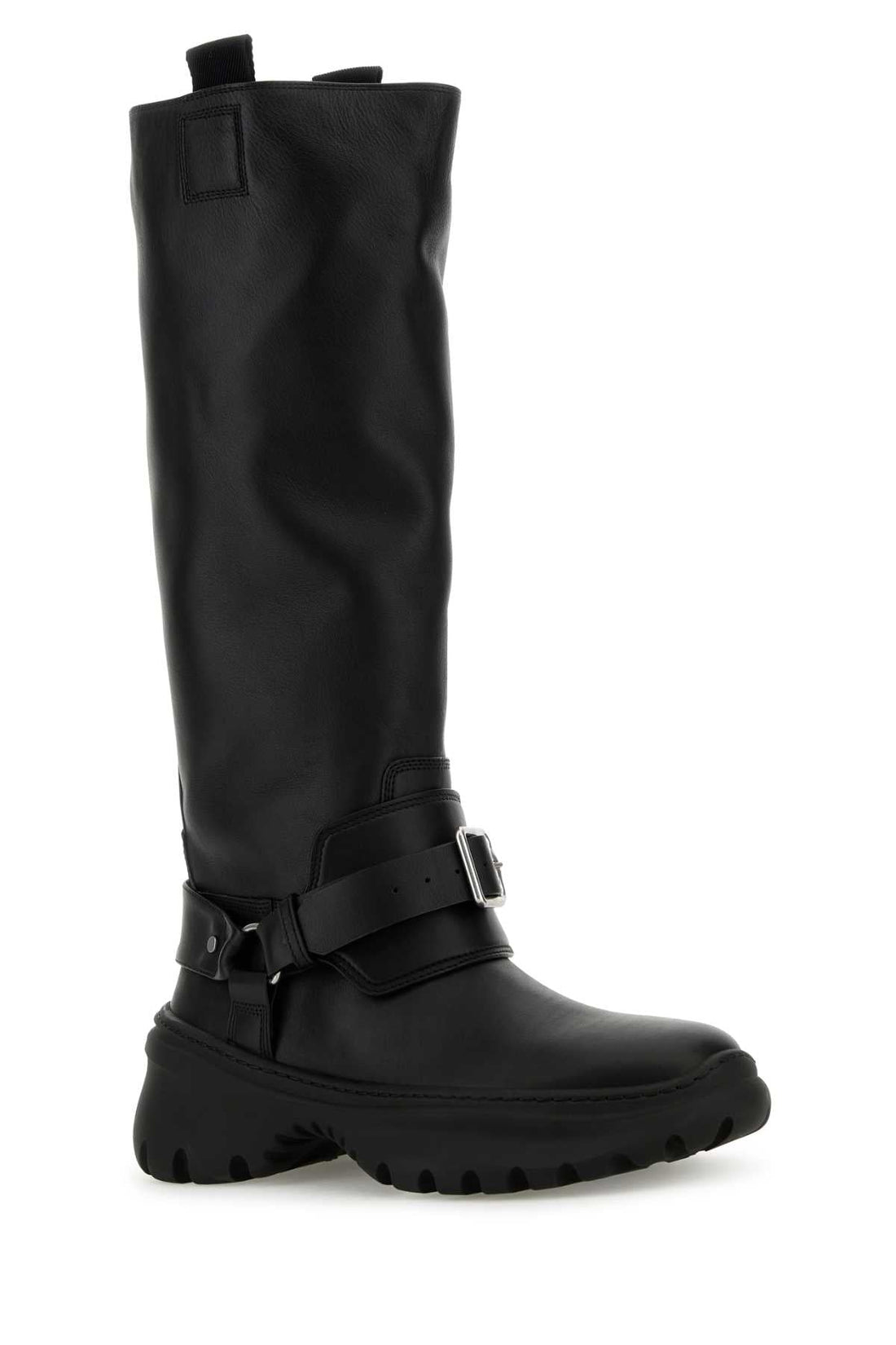 Burberry Women Black Leather Stomp Boots by Luosophy