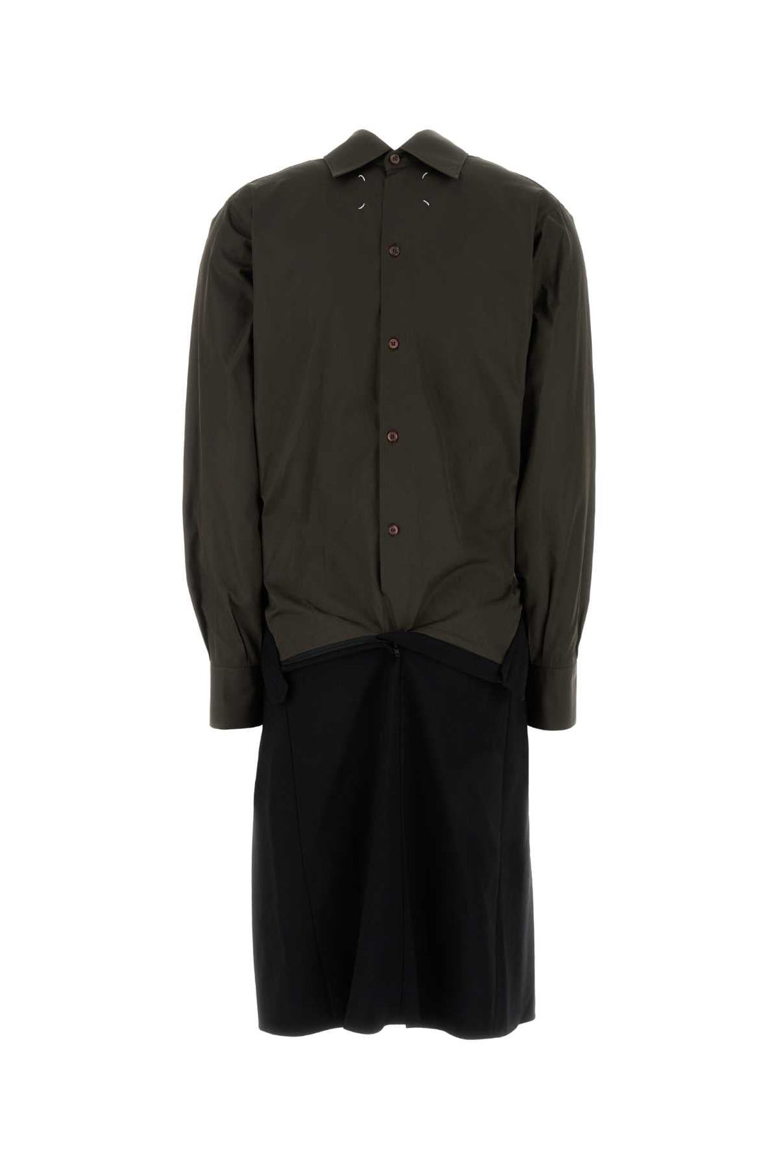 Maison Margiela Women Two-Tone Poplin And Wool Shirt Dress by Luosophy