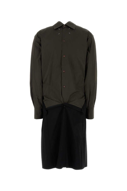 Maison Margiela Women Two-Tone Poplin And Wool Shirt Dress by Luosophy
