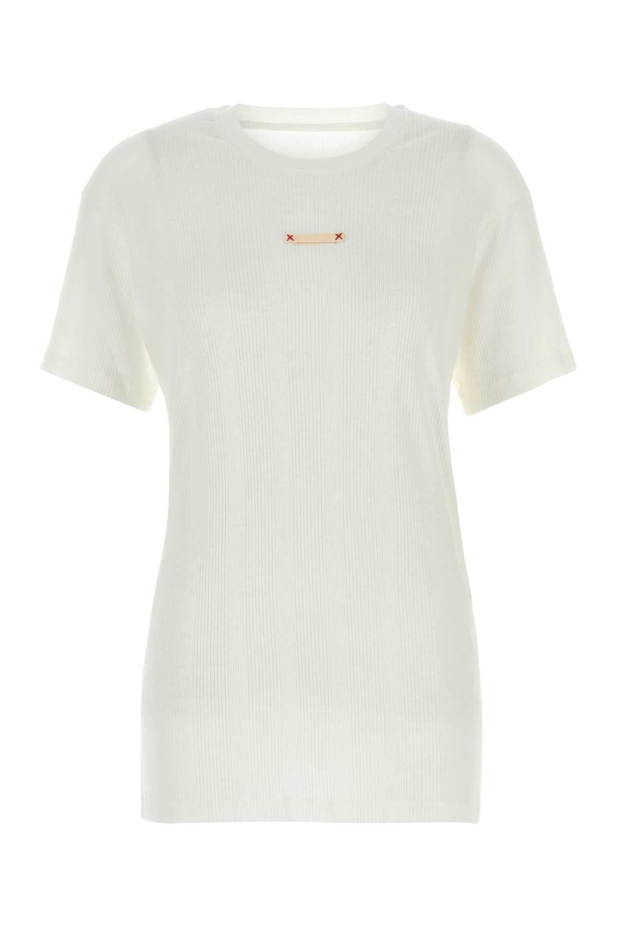 Maison Margiela Women White Cotton Blend T-Shirt by Luosophy
