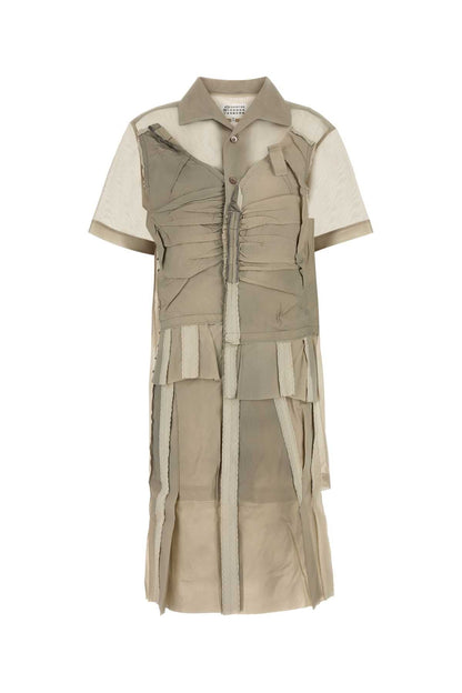Maison Margiela Women Cappuccino Mesh Shirt Dress by Luosophy