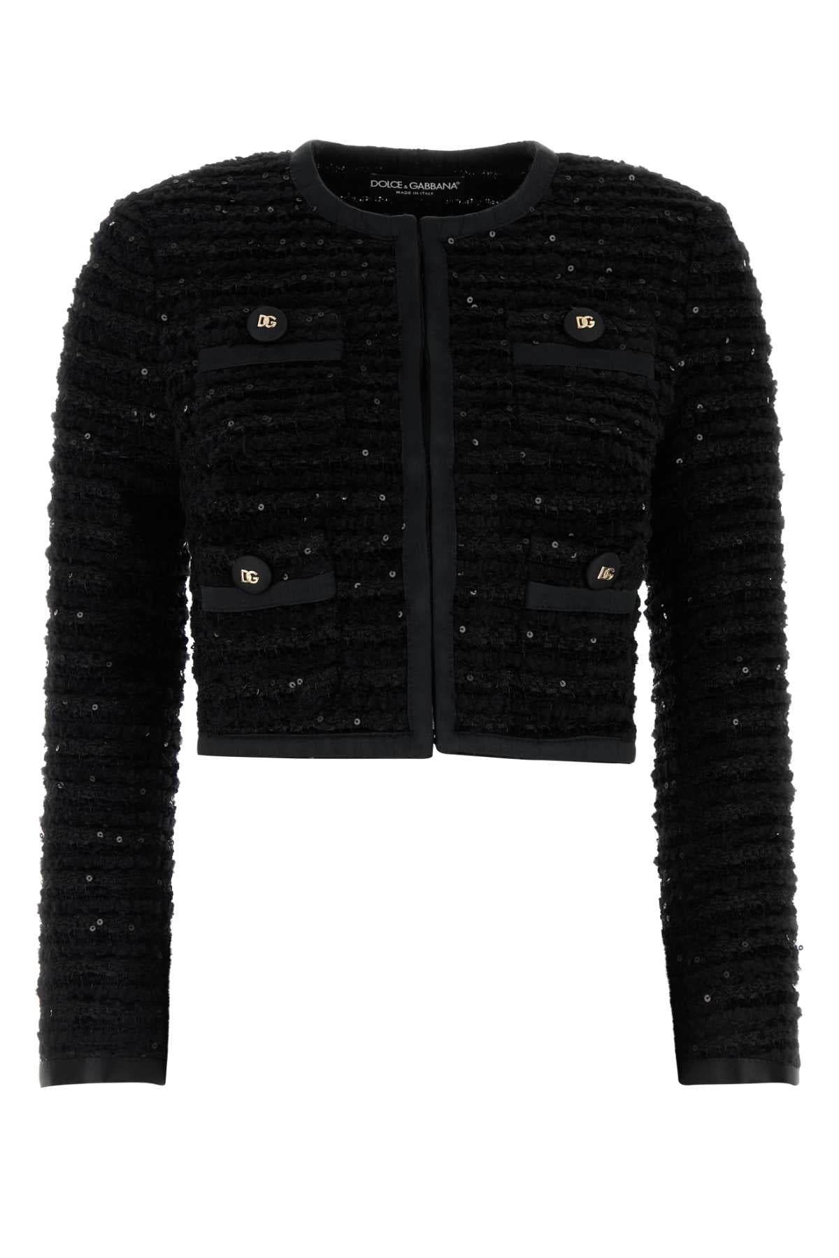 Dolce &amp; Gabbana Women Black Tweed Blazer by Luosophy