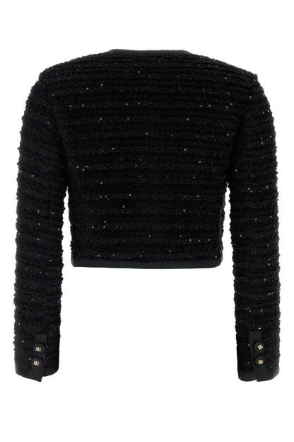 Dolce &amp; Gabbana Women Black Tweed Blazer by Luosophy