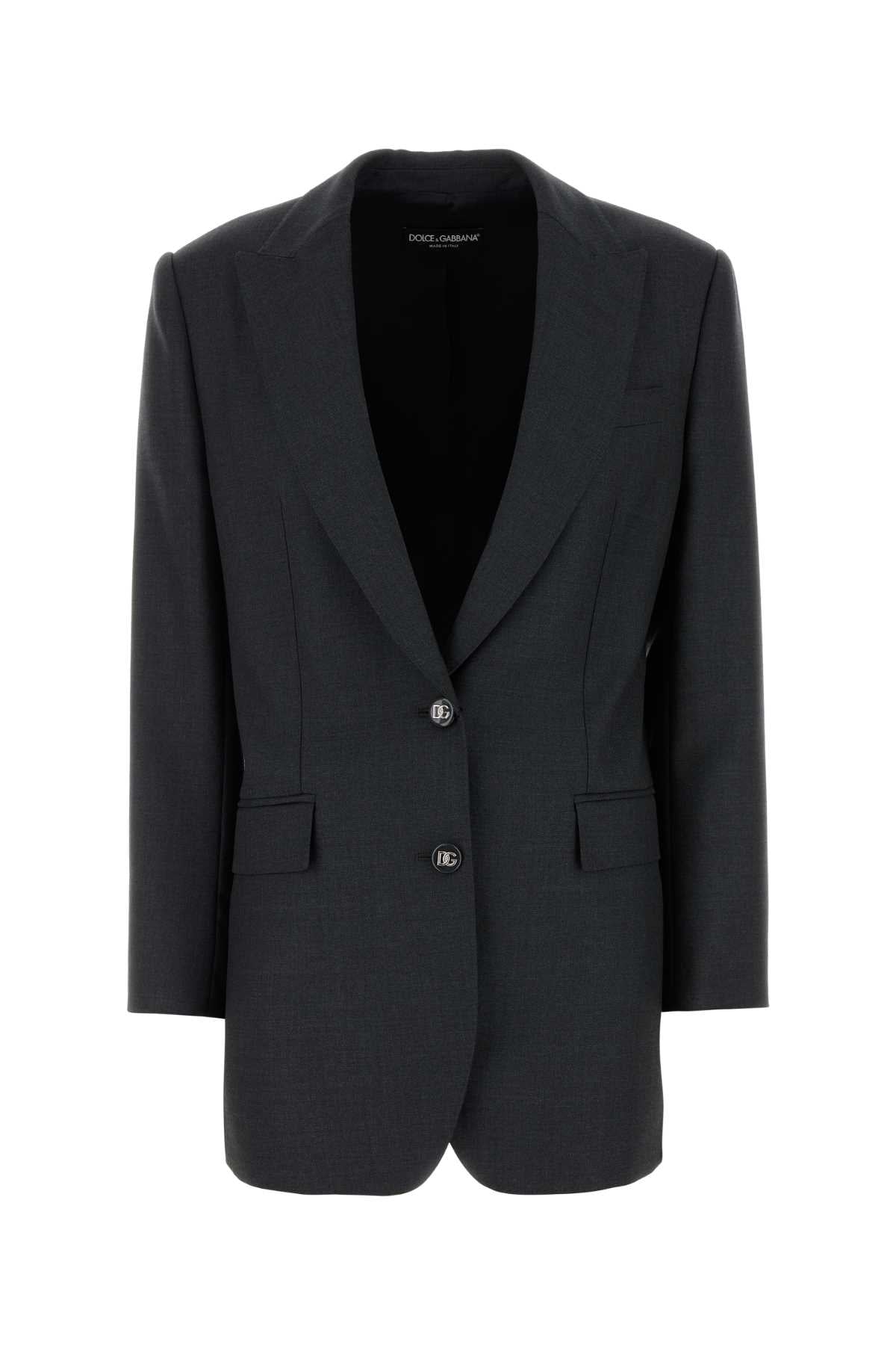 Dolce &amp; Gabbana Women Graphite Wool Blazer by Luosophy