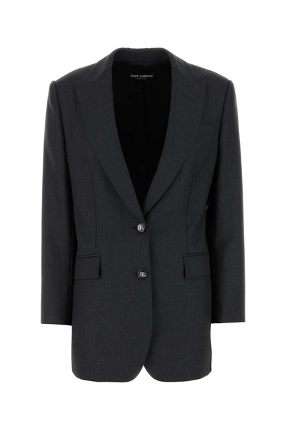 Dolce &amp; Gabbana Women Graphite Wool Blazer by Luosophy