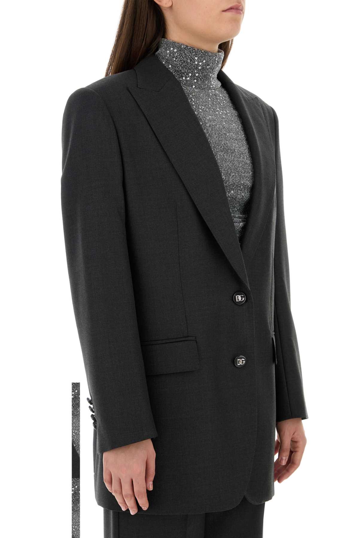 Dolce &amp; Gabbana Women Graphite Wool Blazer by Luosophy