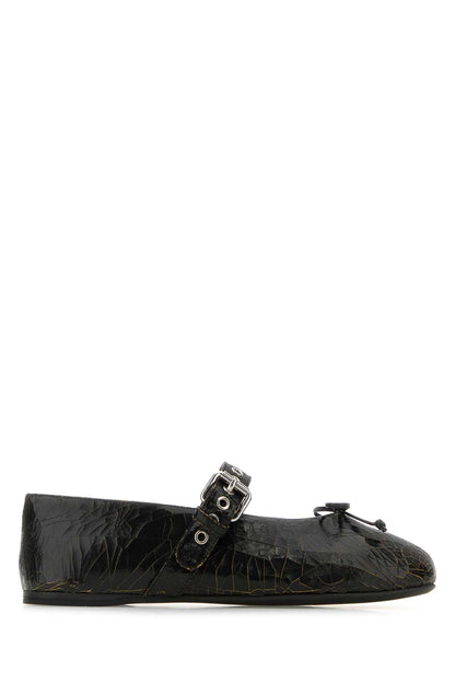 Miu Miu Women Black Leather Ballerinas by Luosophy