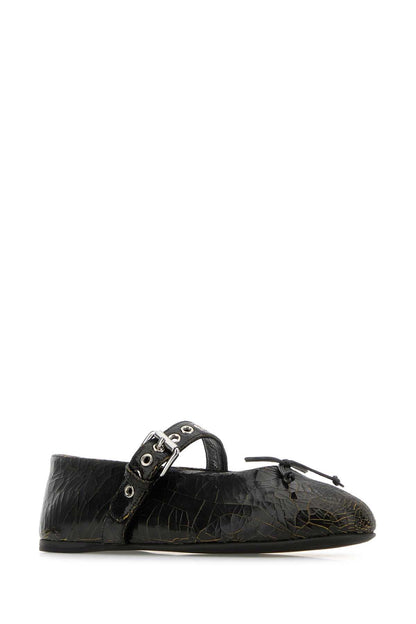 Miu Miu Women Black Leather Ballerinas by Luosophy