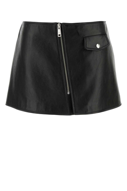Prada Women Black Leather Mini Skirt by Luosophy