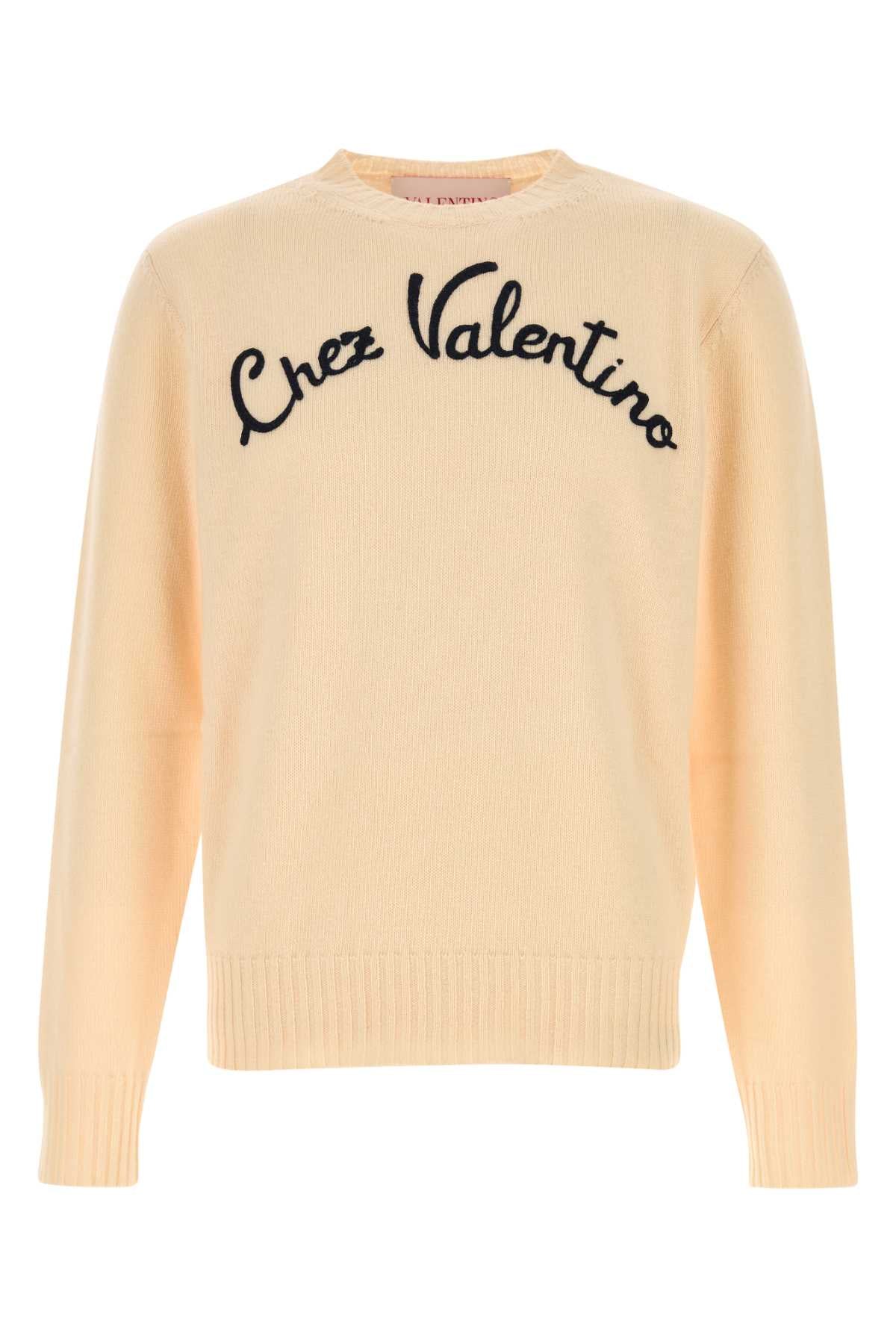 Valentino Garavani Men Cream Wool Sweater by Luosophy