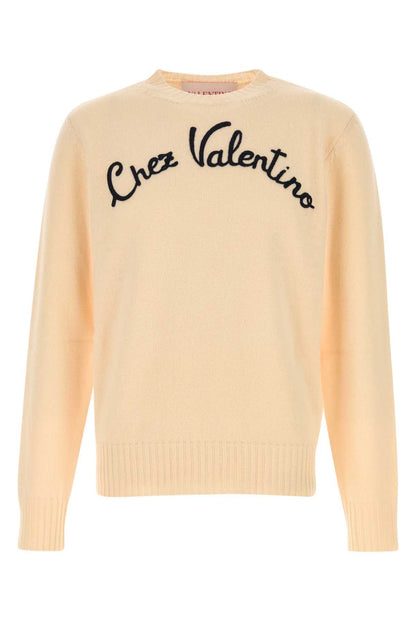 Valentino Garavani Men Cream Wool Sweater by Luosophy