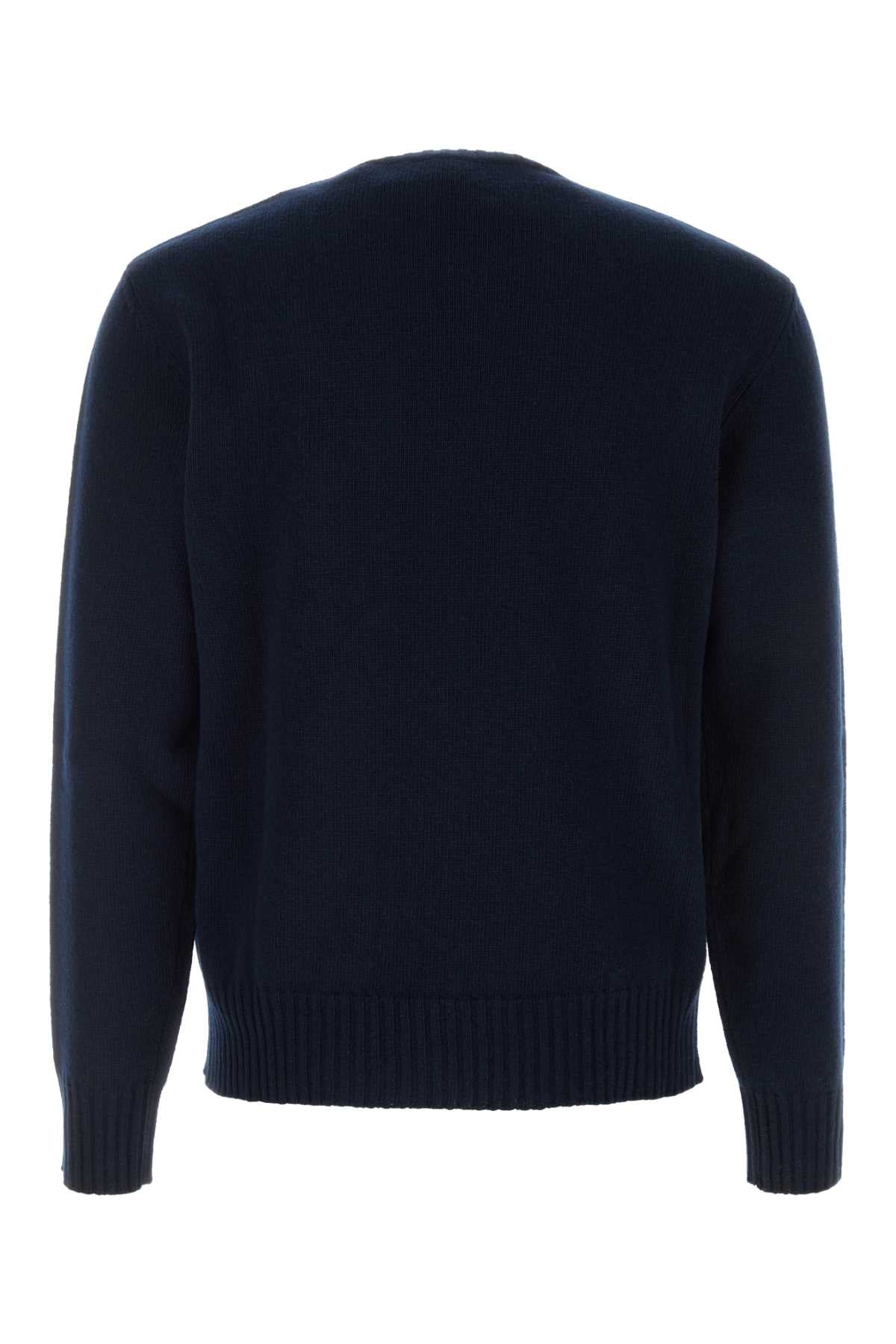 Valentino Garavani Men Navy Blue Wool Sweater by Luosophy