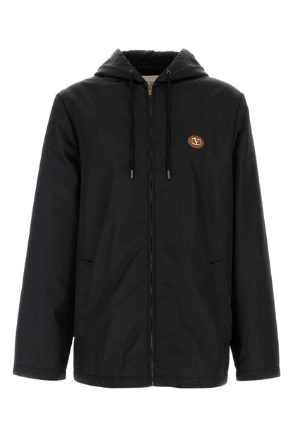 Valentino Garavani Men Black Nylon Windbreaker by Luosophy