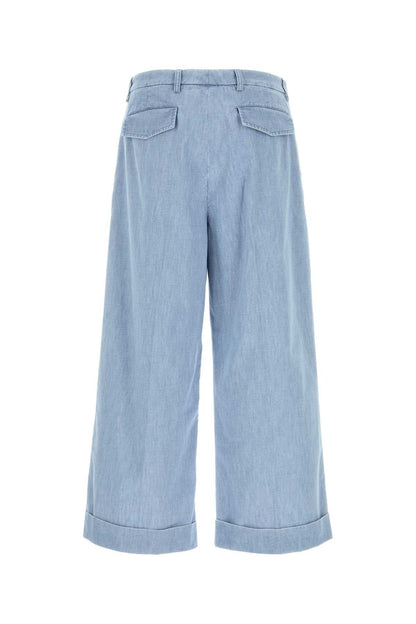 Valentino Garavani Men Light Blue Denim Wide-Leg Jeans by Luosophy