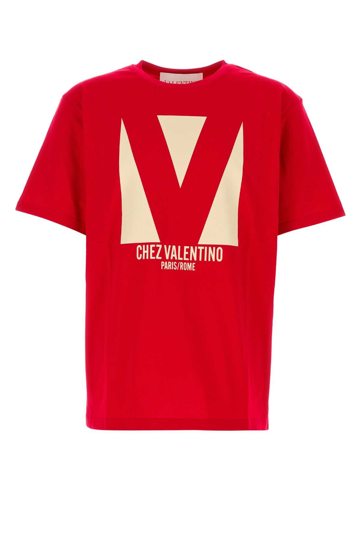 Valentino Garavani Men Red Cotton T-Shirt by Luosophy