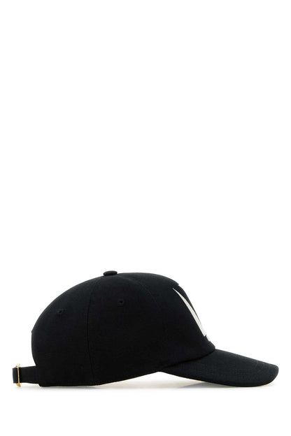 Valentino Garavani Men Black Cotton Baseball Cap by Luosophy