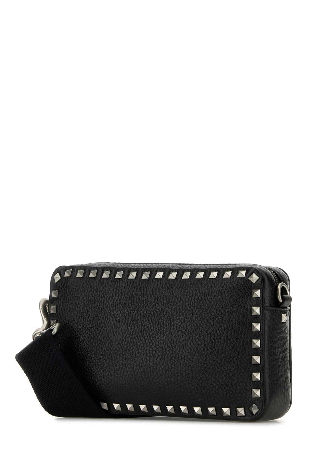 Valentino Garavani Men Black Leather Rockstud Crossbody Bag by Luosophy