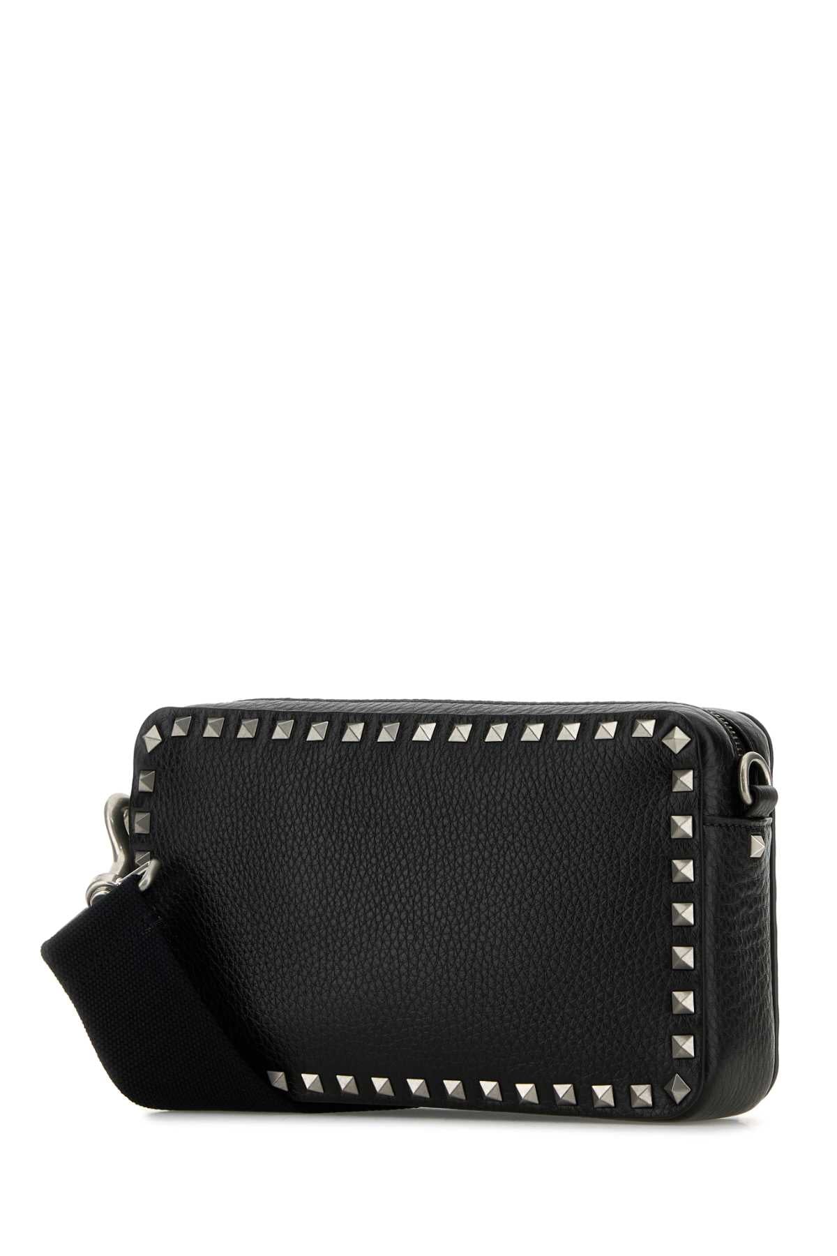 Valentino Garavani Men Black Leather Rockstud Crossbody Bag by Luosophy