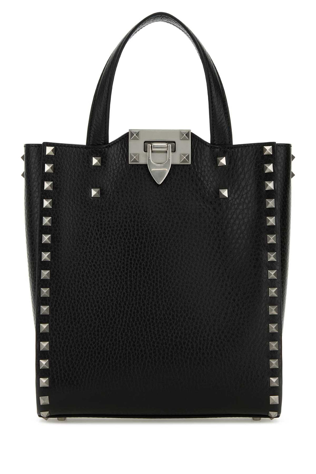 Valentino Garavani Men Black Leather Rockstud Handbag by Luosophy
