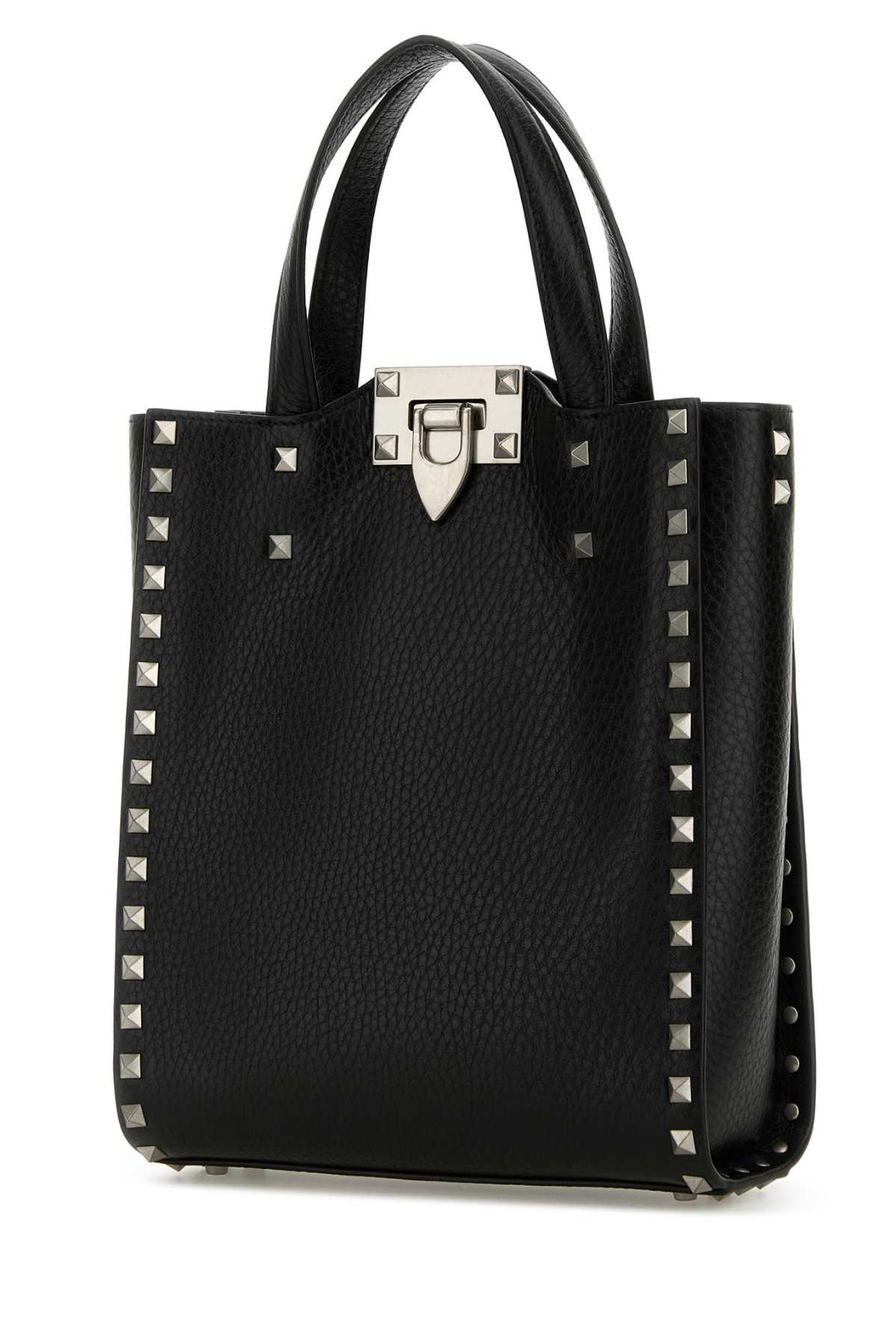 Valentino Garavani Men Black Leather Rockstud Handbag by Luosophy