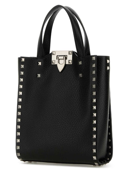 Valentino Garavani Men Black Leather Rockstud Handbag by Luosophy