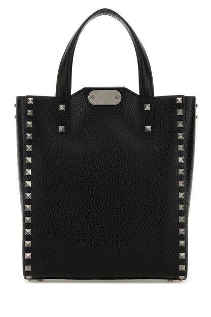Valentino Garavani Men Black Leather Rockstud Handbag by Luosophy