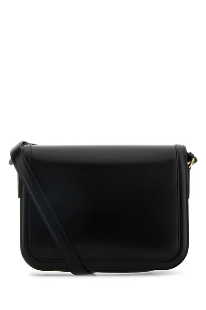 Valentino Garavani Men Black Leather 9To5 Shoulder Bag by Luosophy