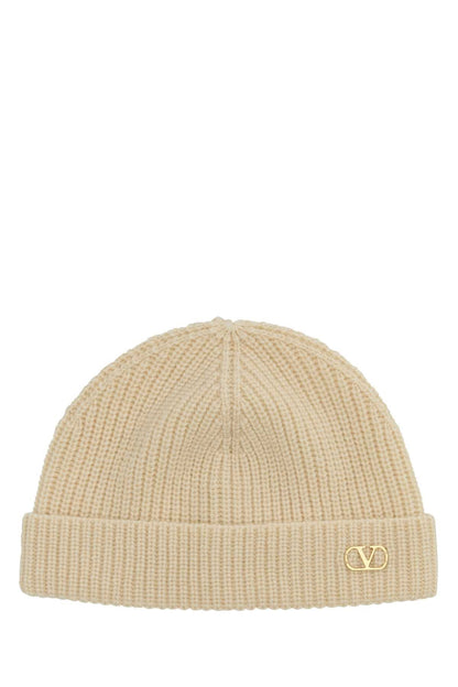 Valentino Garavani Men Sand Cashmere Beanie Hat by Luosophy