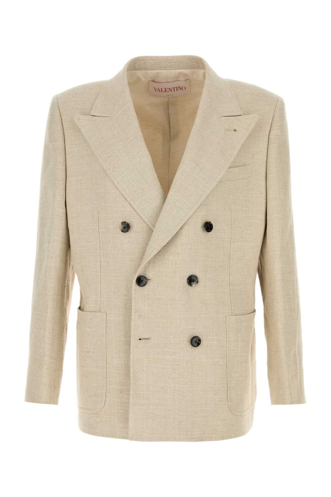 Valentino Garavani Men Beige Linen Blend Blazer by Luosophy