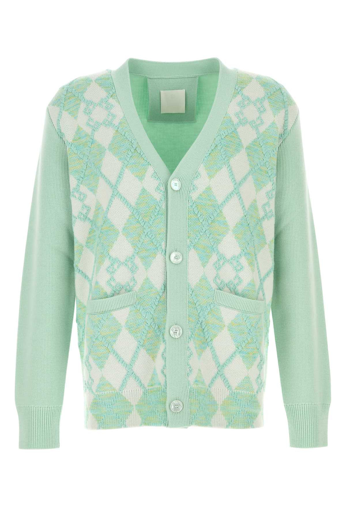 Givenchy Men Pastel Green Wool Blend Cardigan by Luosophy