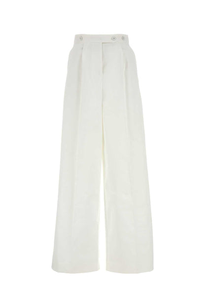 Givenchy Women White Poplin Wide-Leg Pant by Luosophy