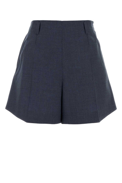 Givenchy Women Navy Blue Wool Shorts by Luosophy