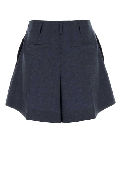 Givenchy Women Navy Blue Wool Shorts by Luosophy