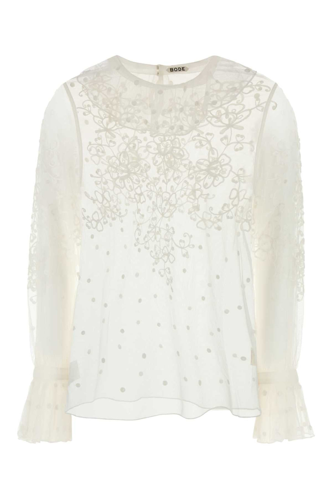Bode Women White Mesh Middlemist Blouse by Luosophy