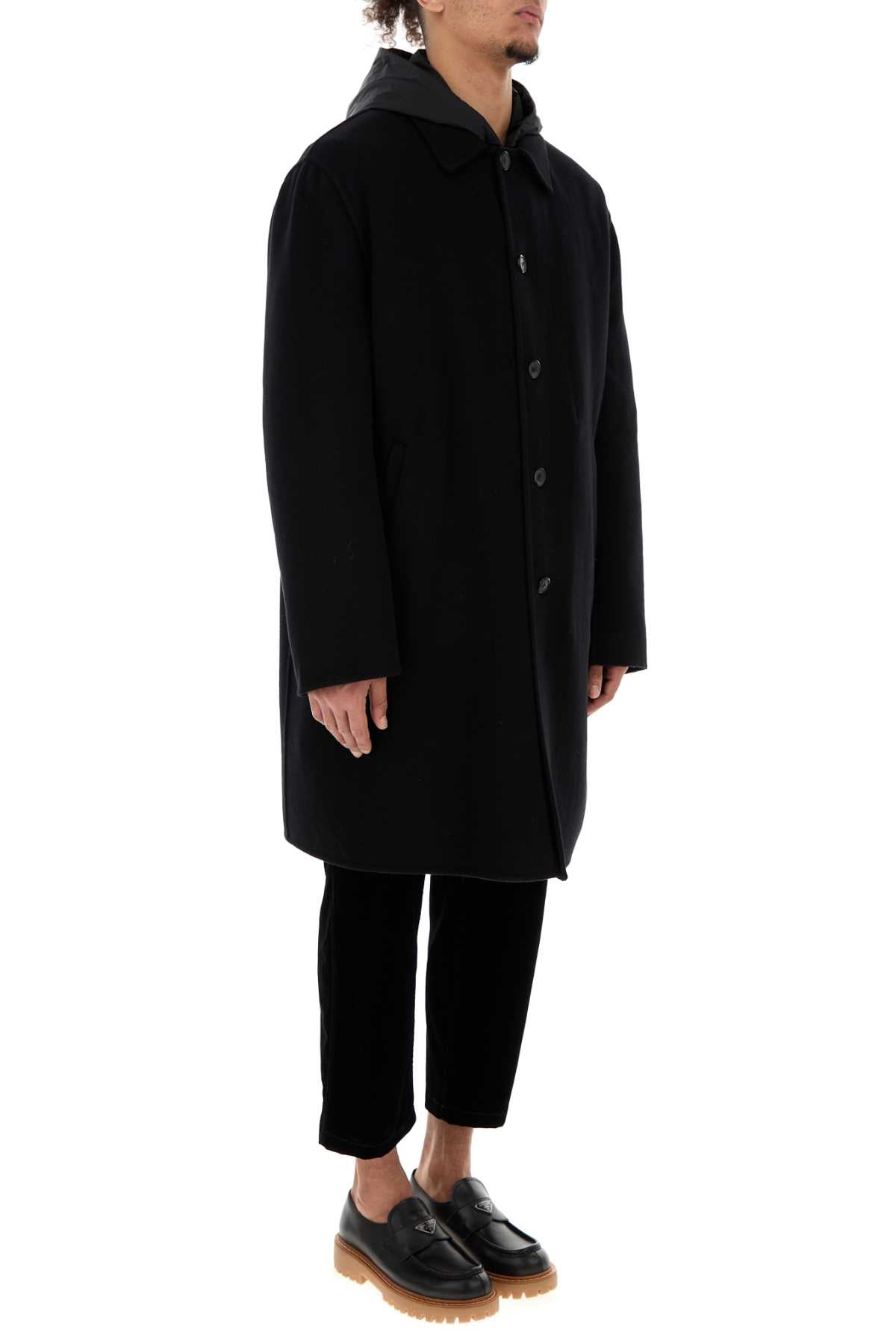 Prada Men Black Cashmere Coat by Luosophy