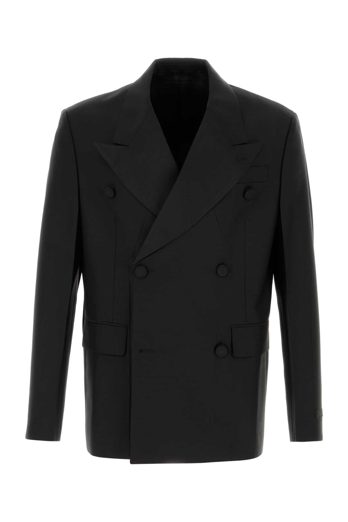 Prada Men Black Mohair Blend Blazer by Luosophy