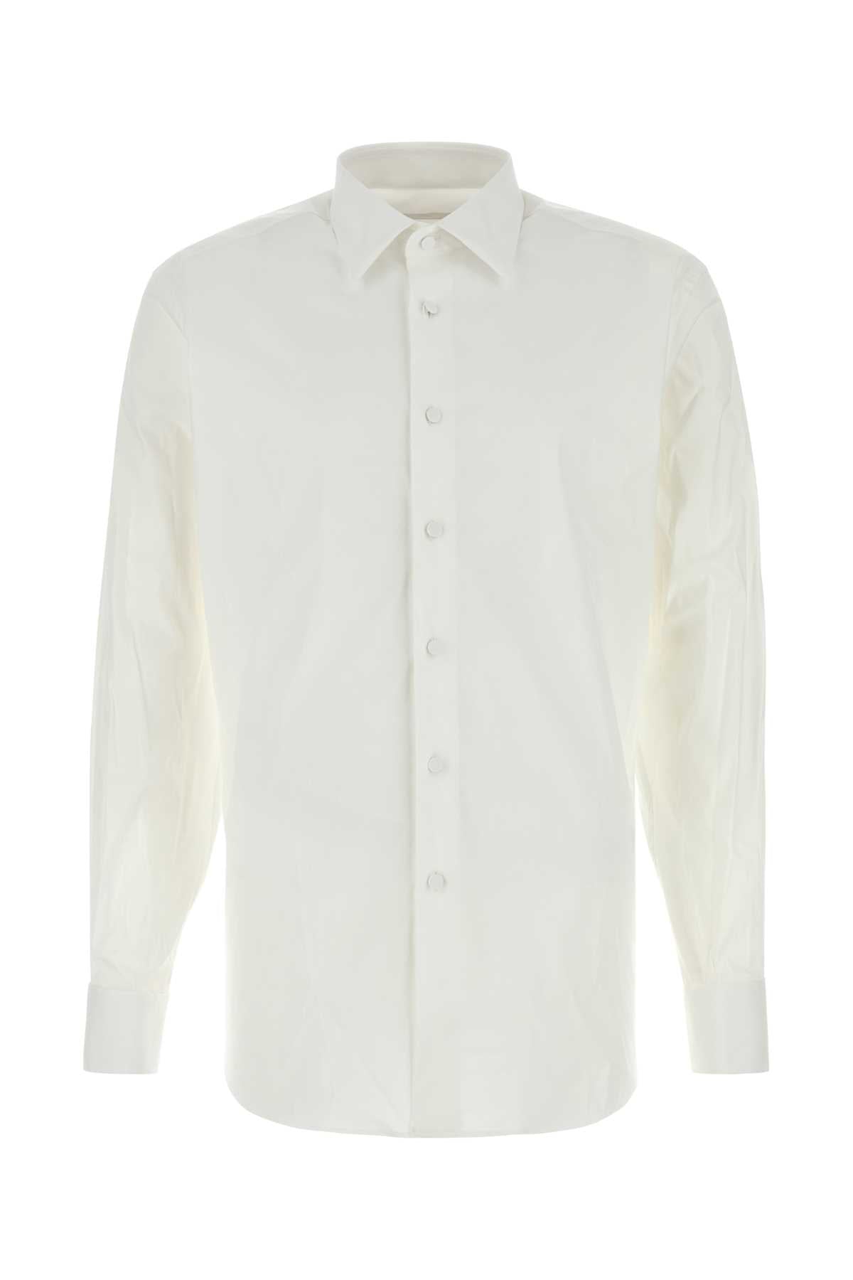 Prada Men White Stretch Cotton Blend Shirt  DestGlow