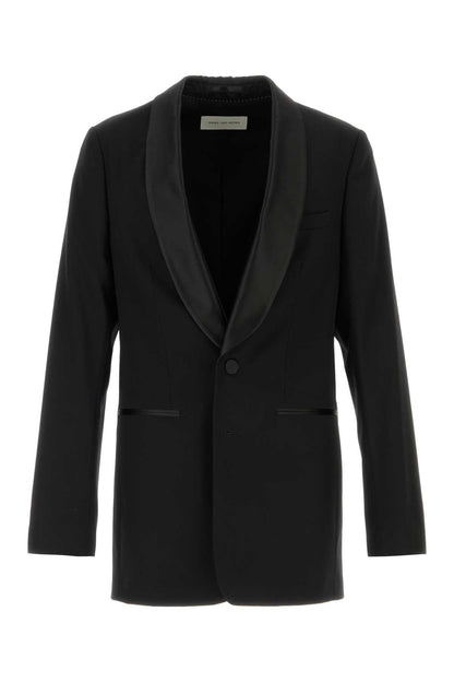 Dries Van Noten Men Black Wool Blend Bartux Blazer by Luosophy