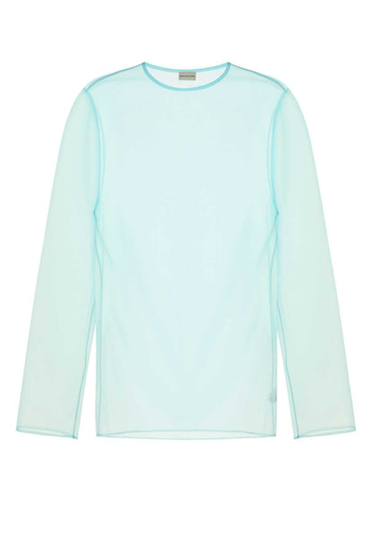 Dries Van Noten Men Light Blue Organza Camille Top by Luosophy