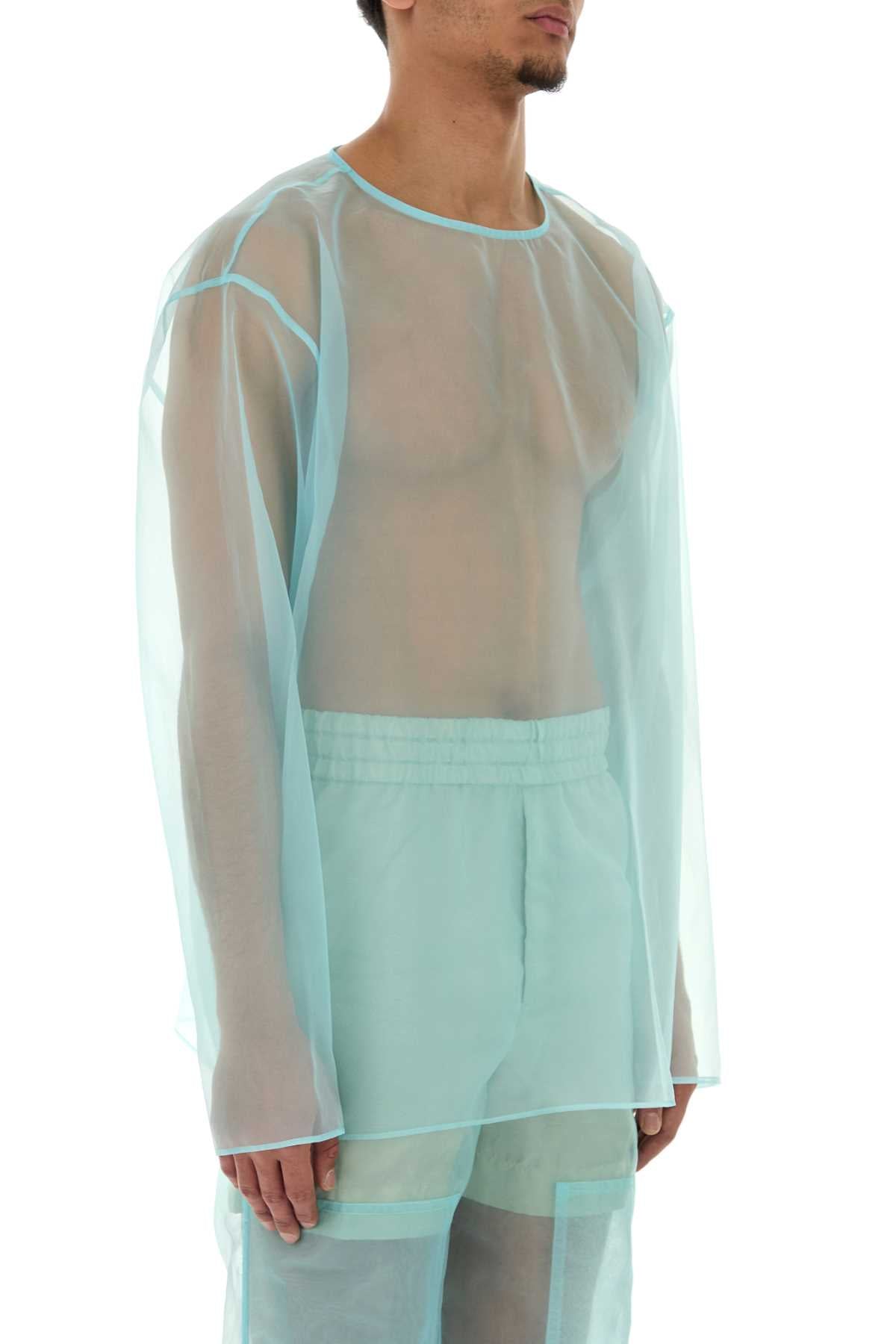 Dries Van Noten Men Light Blue Organza Camille Top by Luosophy