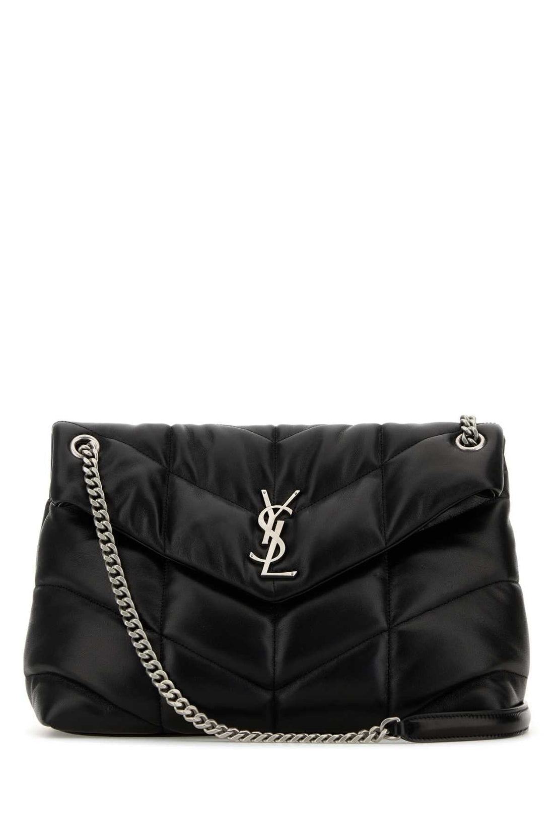 Saint Laurent Women Black Nappa Leather Medium Puffer Shoulder Bag by Luosophy