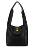 Saint Laurent Women Black Leather Tanger Shopping Bag by Luosophy