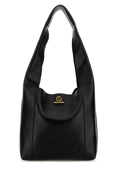 Saint Laurent Women Black Leather Tanger Shopping Bag by Luosophy