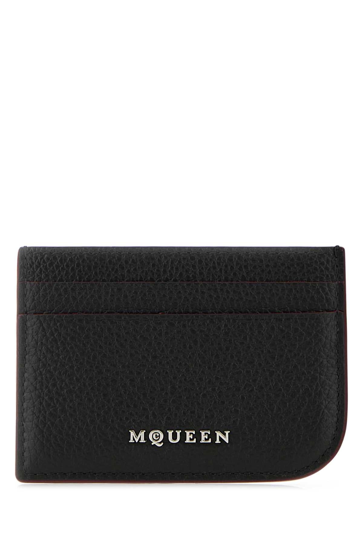 Alexander Mcqueen Men Black Leather Card Holder by Luosophy