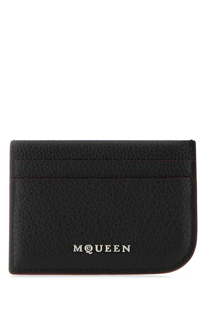 Alexander Mcqueen Men Black Leather Card Holder by Luosophy