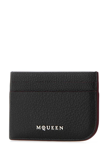 Alexander Mcqueen Men Black Leather Card Holder by Luosophy