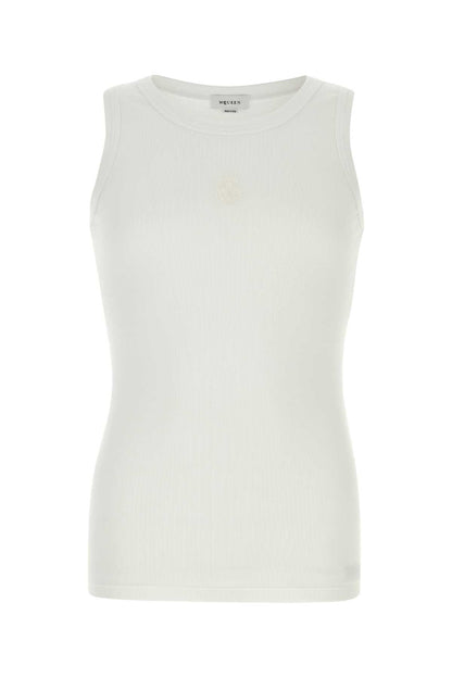 Alexander Mcqueen Men White Stretch Cotton Tank Top by Luosophy