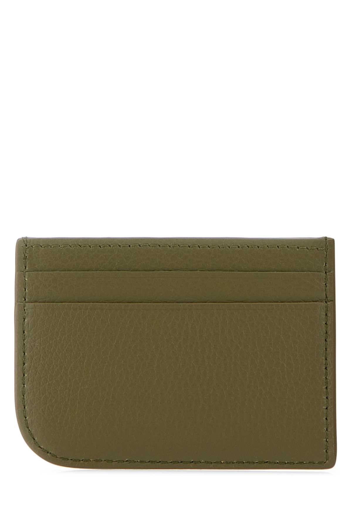 Alexander Mcqueen Men Army Green Leather Card Holder by Luosophy