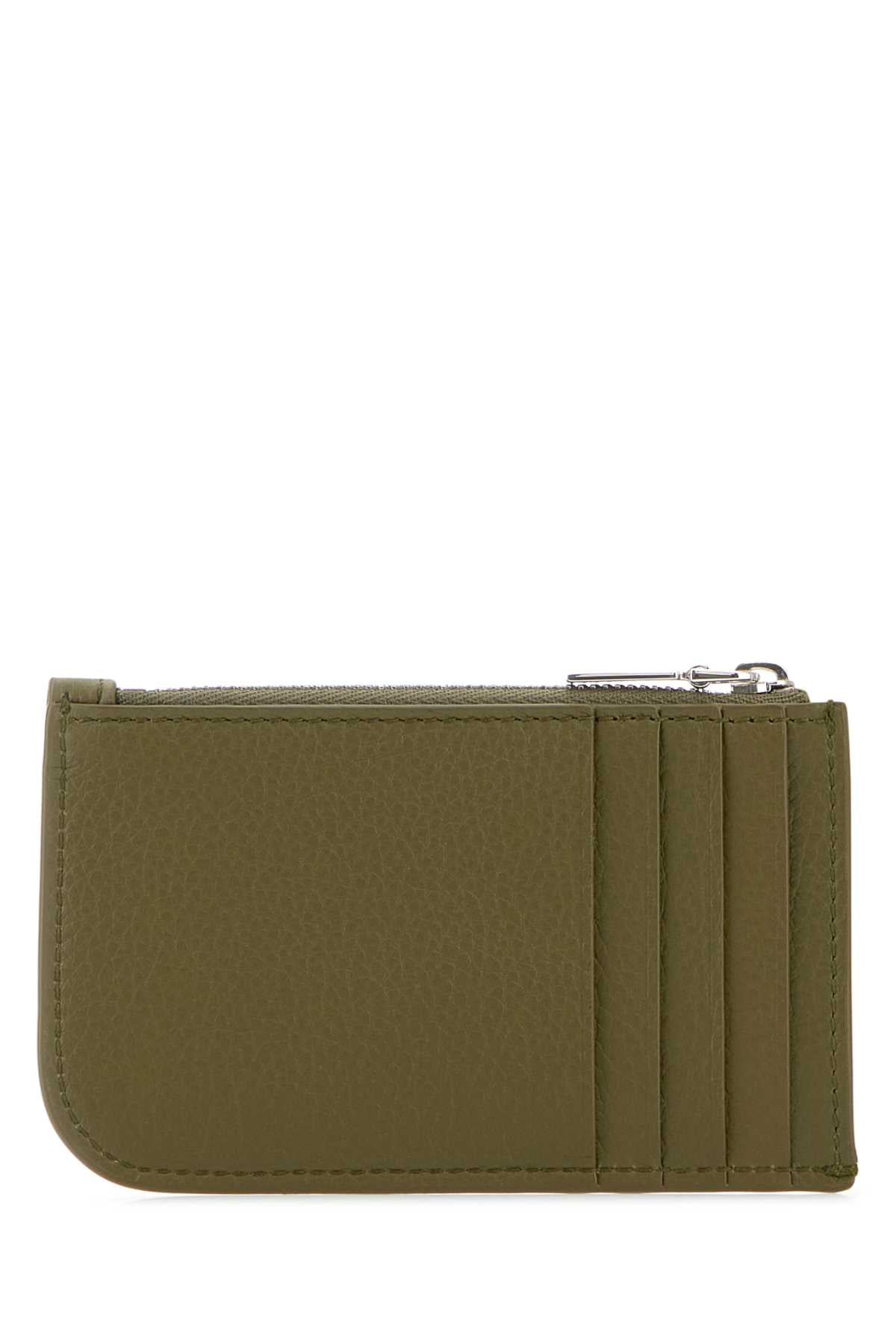 Alexander Mcqueen Men Army Green Leather Card Holder by Luosophy