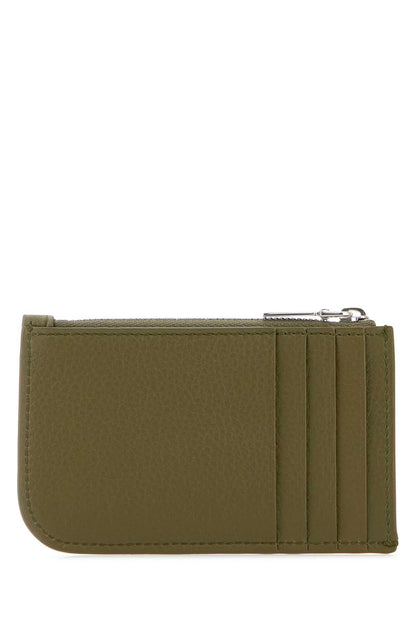 Alexander Mcqueen Men Army Green Leather Card Holder by Luosophy